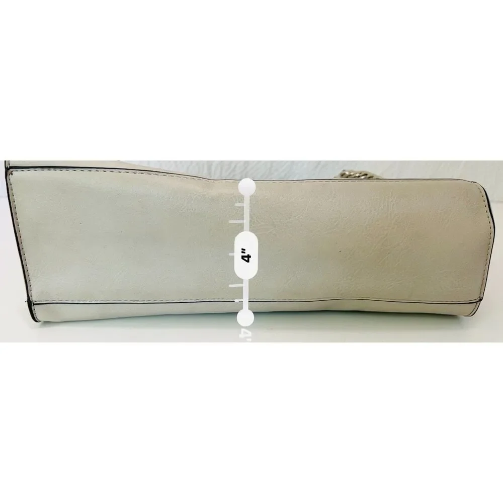 Vintage Marc New York faux white leather satchel with chain detail